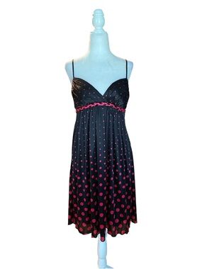 Ruby Rox vintage satin Black & Pink Polka Dot babydoll Dress